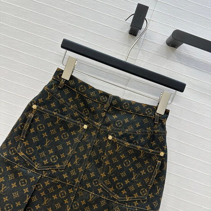 LV A-LINE DENIM SKIRT WITH LOGO 264400