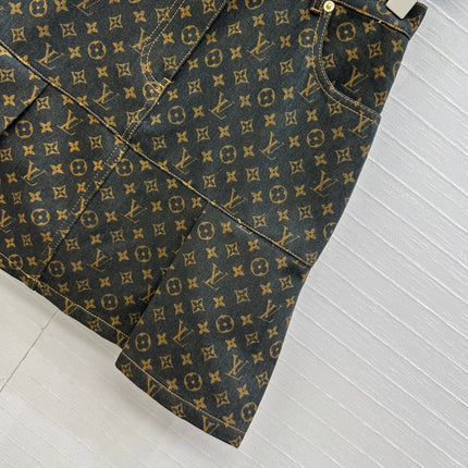 LV A-LINE DENIM SKIRT WITH LOGO 264400