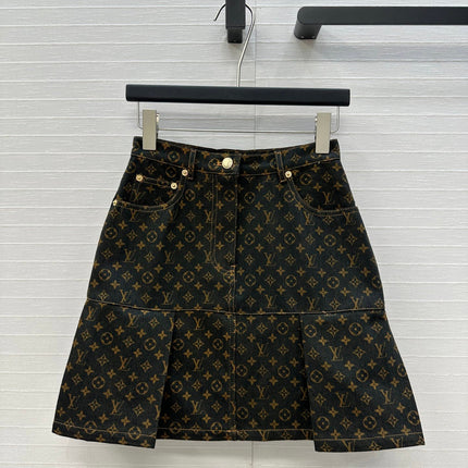 LV A-LINE DENIM SKIRT WITH LOGO 264400