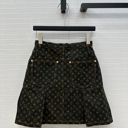 LV A-LINE DENIM SKIRT WITH LOGO 264400