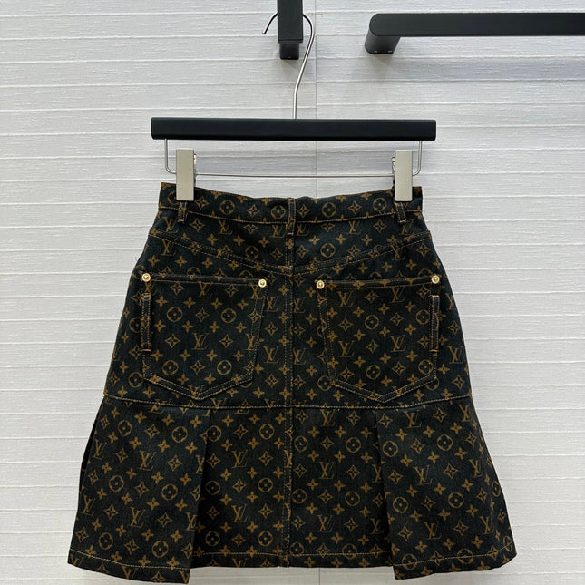 LV A-LINE DENIM SKIRT WITH LOGO 264400