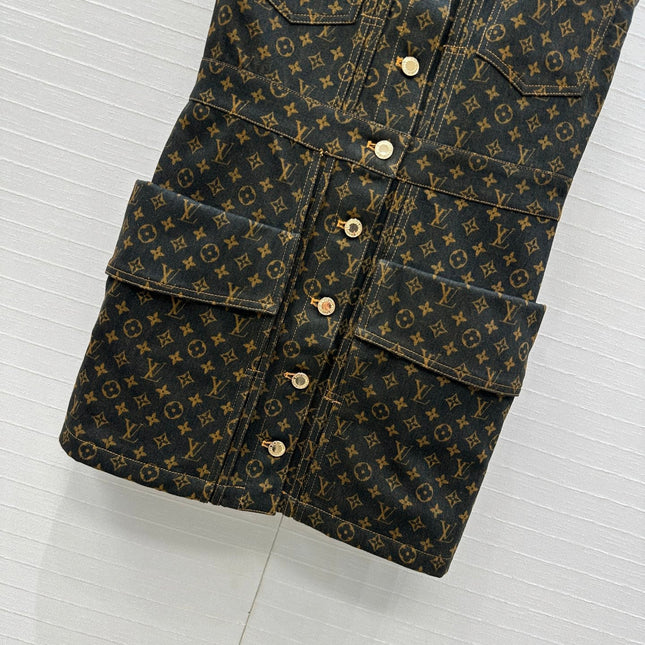 LV DENIM SLEEVELESS DRESS WITH LOGO 264410
