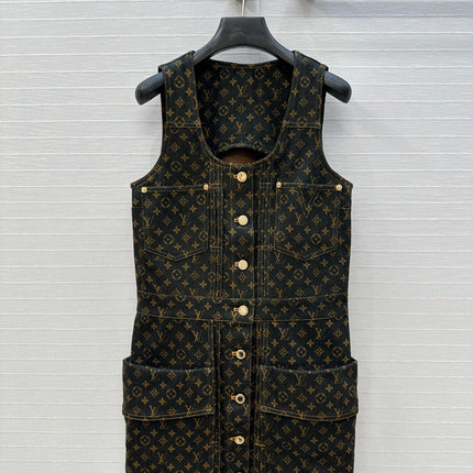LV DENIM SLEEVELESS DRESS WITH LOGO 264410