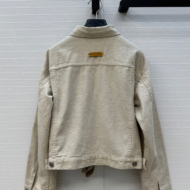 DIOR LIGHT BEIGE SHORT TRENCH COAT WITH NATURAL WAIST TIE