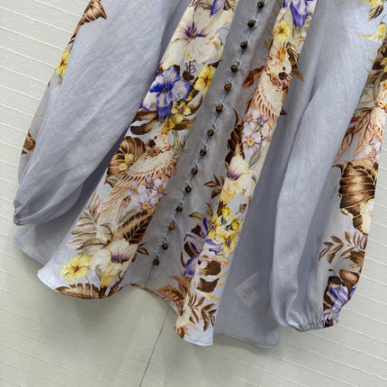 ZIMMER MULTICOLORED FLORAL SHIRT ON LAVENDER GREY BASE