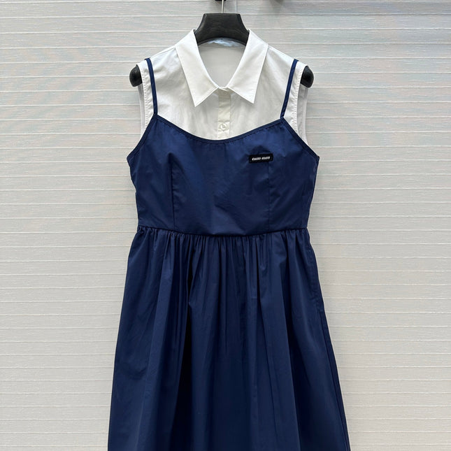 MIUMIU FAUX TWO-PIECE DRESS WITH STRAPS 268351