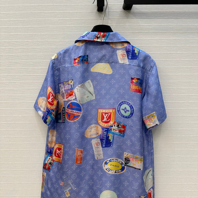 LV SHORT-SLEEVE PRINTED SILK BLOUSE 268222