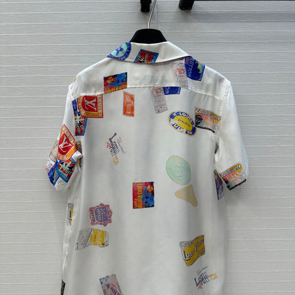LV SHORT-SLEEVE PRINTED SILK BLOUSE 268226