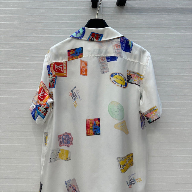 LV SHORT-SLEEVE PRINTED SILK BLOUSE 268226