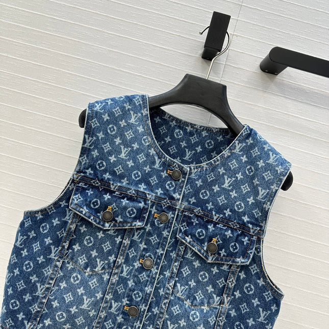 LOUIS VUITTON JACQUARD PATTERN DENIM VEST 276119
