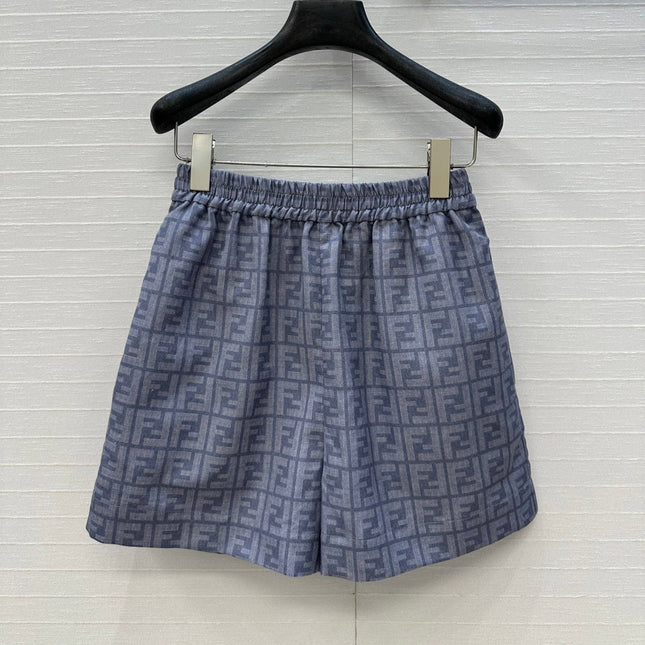 FENDI BLUE FLORAL PRINT SHORTS 276169