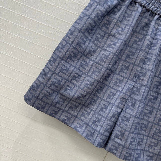 FENDI BLUE FLORAL PRINT SHORTS 276169