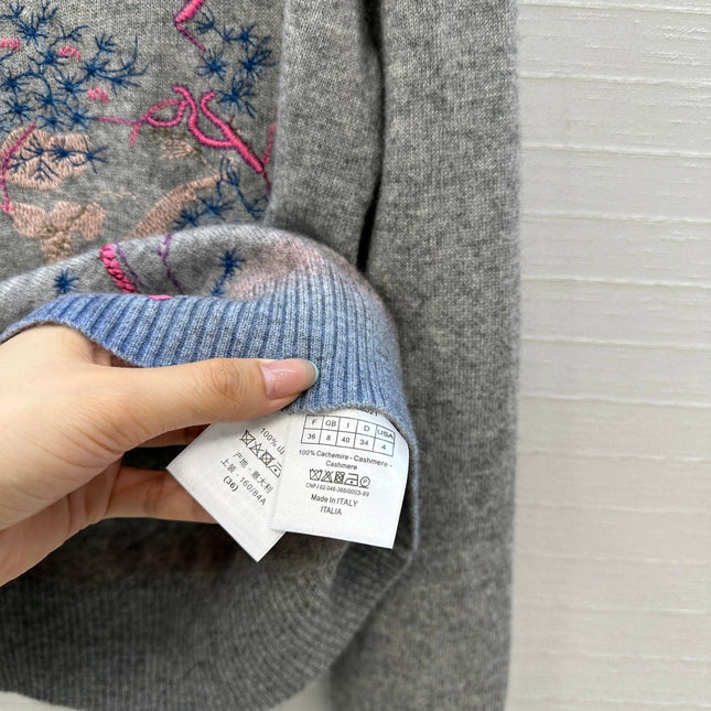 DIOR CASHMERE SWEATER WITH FLORAL EMBROIDERY 276197