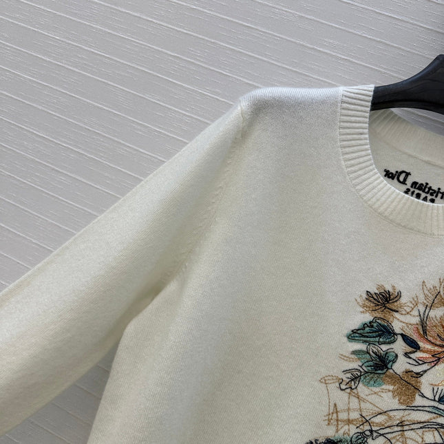 DIOR CASHMERE SWEATER WITH FLORAL EMBROIDERY 276200