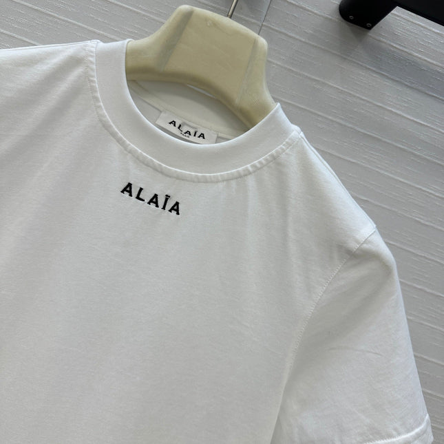 ALAIA ROUND-NECK T-SHIRT WITH EMBROIDERED LOGO 276076