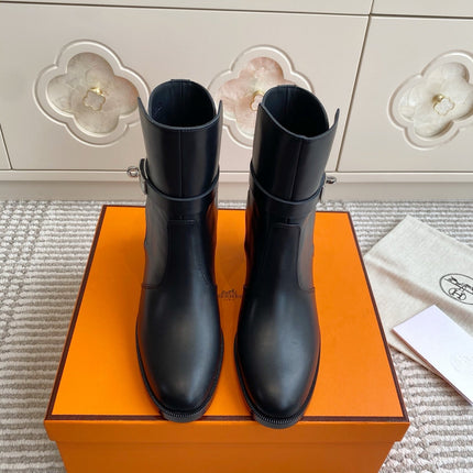 HM 25S FRENCHIE 50 ANKLE BOOT 50 MM IN BLACK LAMBSKIN WITH SILVER HARDWARE