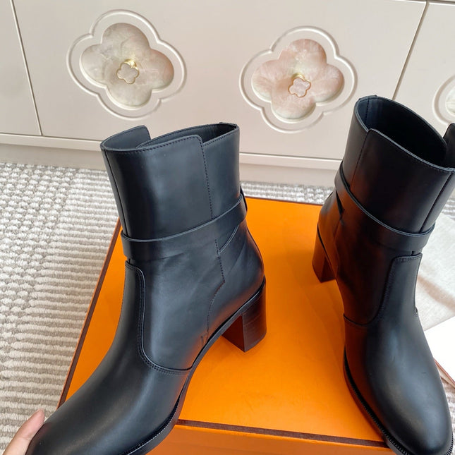 HM 25S FRENCHIE 50 ANKLE BOOT 50 MM IN BLACK LAMBSKIN WITH SILVER HARDWARE
