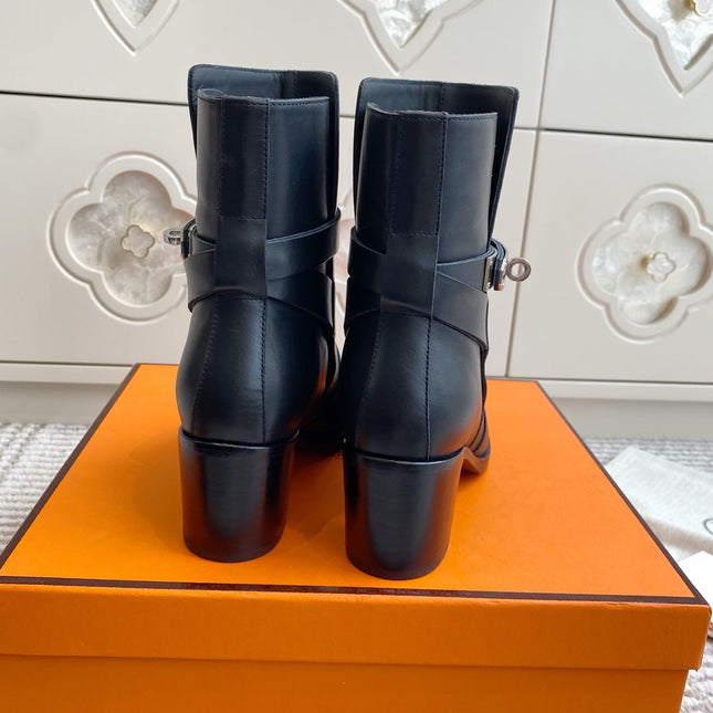 HM 25S FRENCHIE 50 ANKLE BOOT 50 MM IN BLACK LAMBSKIN WITH SILVER HARDWARE