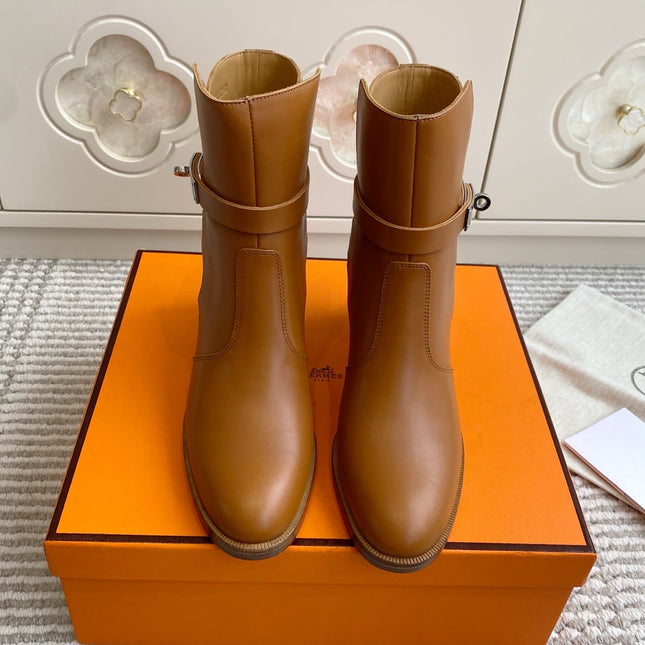 HM 25S FRENCHIE 50 ANKLE BOOT 50 MM IN BROWN LAMBSKIN WITH SILVER HARDWARE
