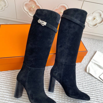 HM 25S TALL BOOTS 90 MM IN BLACK SUEDE
