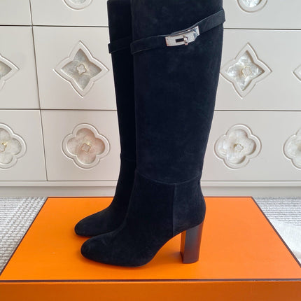HM 25S TALL BOOTS 90 MM IN BLACK SUEDE