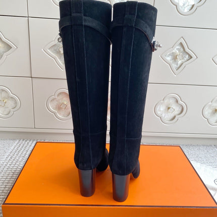 HM 25S TALL BOOTS 90 MM IN BLACK SUEDE