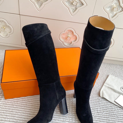 HM 25S TALL BOOTS 90 MM IN BLACK SUEDE