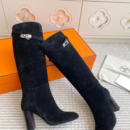 HM 25S TALL BOOTS 90 MM IN BLACK SUEDE