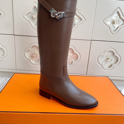 HM 25S JUMPING BOOTS IN DARK BROWN LAMBSKIN WITH SILVER HARDWARE