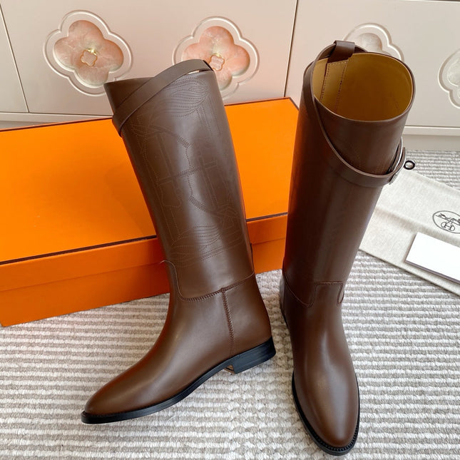 HM 25S JUMPING BOOTS IN DARK BROWN LAMBSKIN WITH SILVER HARDWARE