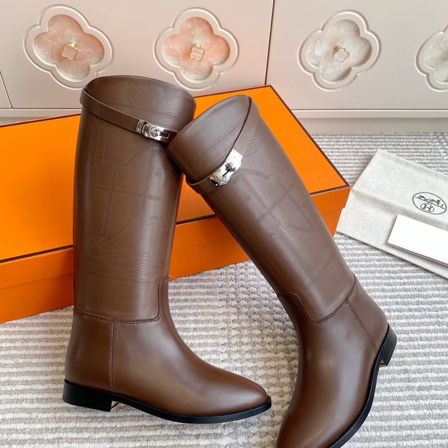 HM 25S JUMPING BOOTS IN DARK BROWN LAMBSKIN WITH SILVER HARDWARE