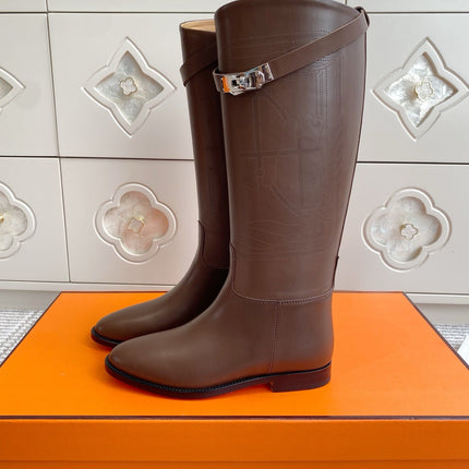 HM 25S JUMPING BOOTS IN DARK BROWN LAMBSKIN WITH SILVER HARDWARE