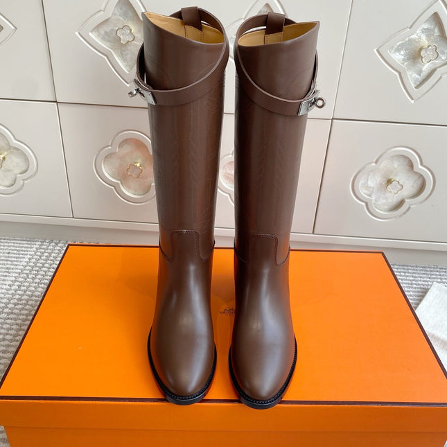 HM 25S JUMPING BOOTS IN DARK BROWN LAMBSKIN WITH SILVER HARDWARE