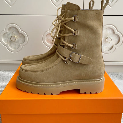 HM 25S ANKLE BOOTS IN WARM BEIGE GOLD SUEDE