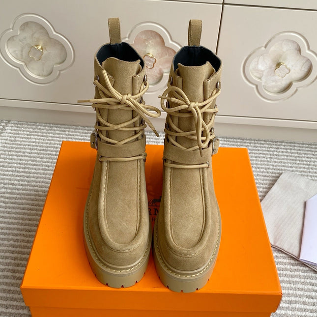 HM 25S ANKLE BOOTS IN WARM BEIGE GOLD SUEDE