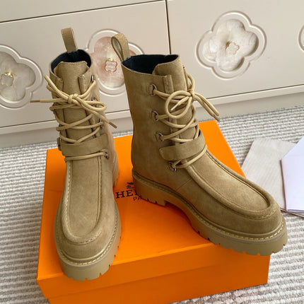 HM 25S ANKLE BOOTS IN WARM BEIGE GOLD SUEDE