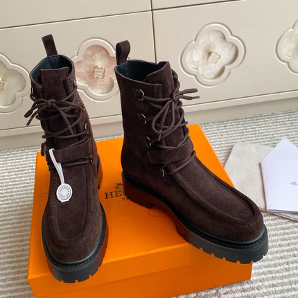 HM 25S ANKLE BOOTS IN DARK BROWN SUEDE