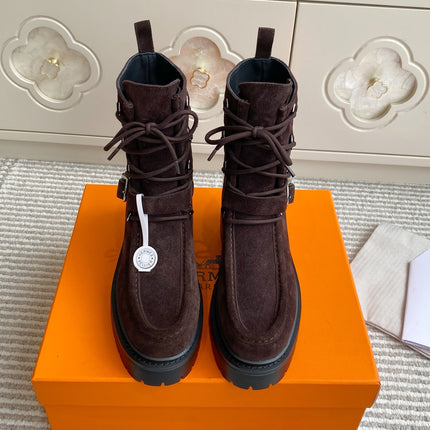 HM 25S ANKLE BOOTS IN DARK BROWN SUEDE