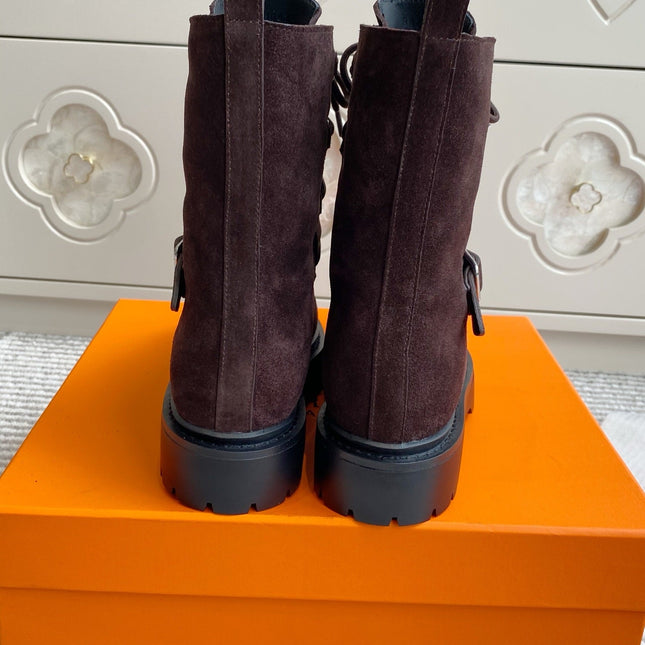 HM 25S ANKLE BOOTS IN DARK BROWN SUEDE