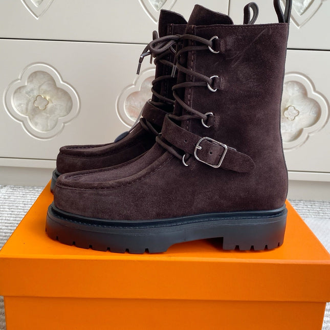 HM 25S ANKLE BOOTS IN DARK BROWN SUEDE