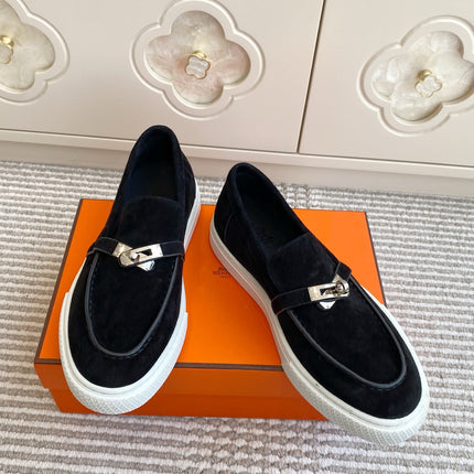 HM 25S SLIP-ON IN BLACK SUEDE WITH SILVER HARDWARE