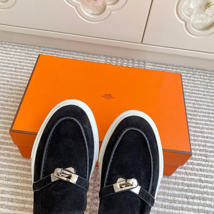 HM 25S SLIP-ON IN BLACK SUEDE WITH SILVER HARDWARE
