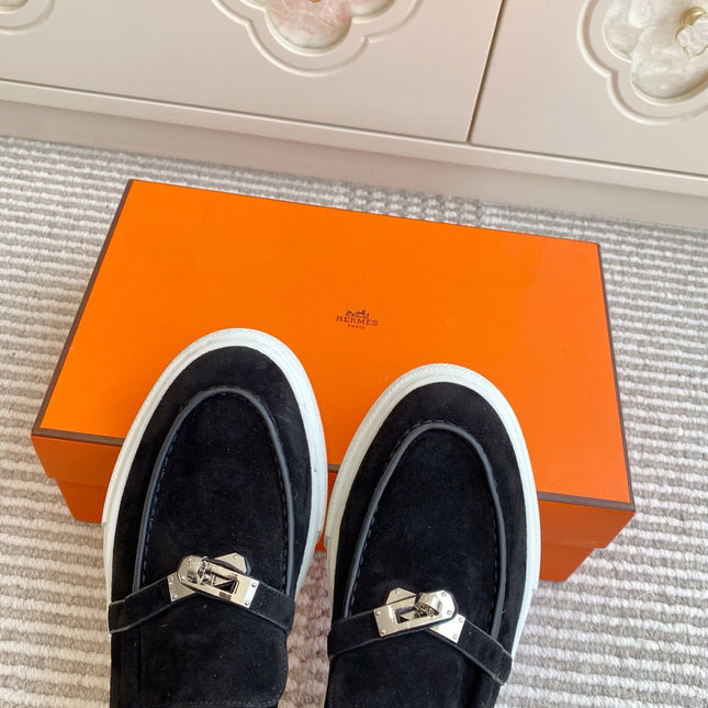 HM 25S SLIP-ON IN BLACK SUEDE WITH SILVER HARDWARE