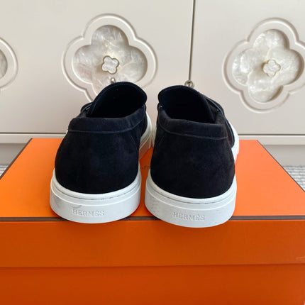 HM 25S SLIP-ON IN BLACK SUEDE WITH SILVER HARDWARE