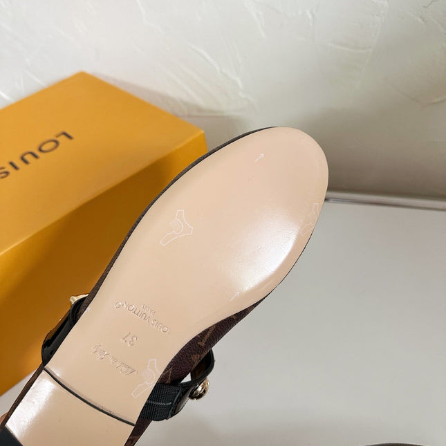 ROMY FLAT BALLERINA IN CHOCOLATE BROWN MONOGRAM CALFSKIN