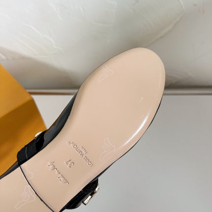 ROMY FLAT BALLERINA IN BLACK PATENT CALFSKIN