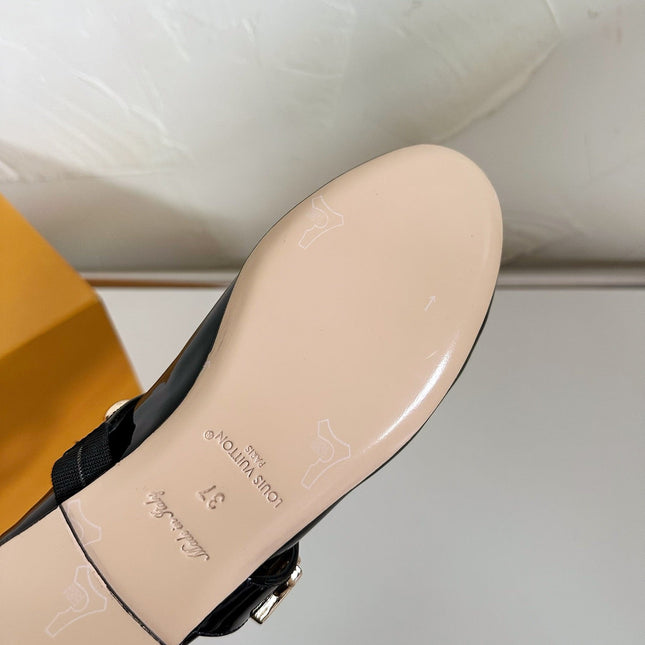 ROMY FLAT BALLERINA IN BLACK PATENT CALFSKIN