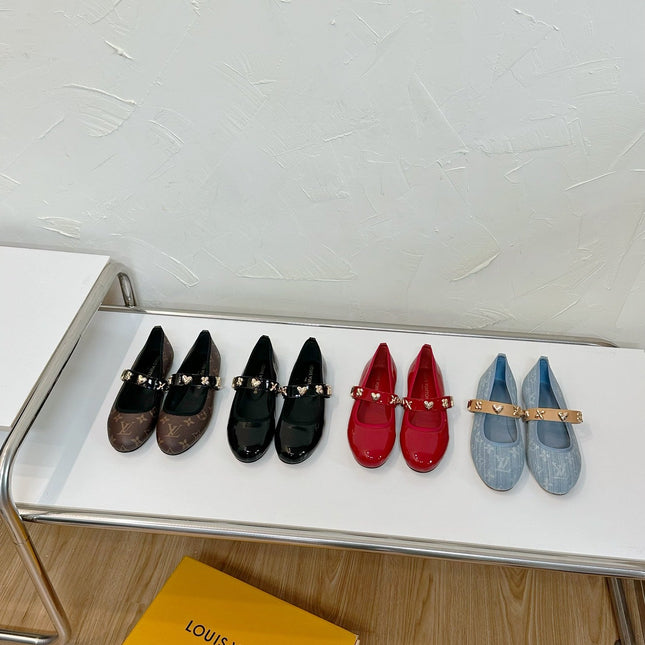 ROMY FLAT BALLERINA IN LIGHT BLUE MONOGRAM DENIM