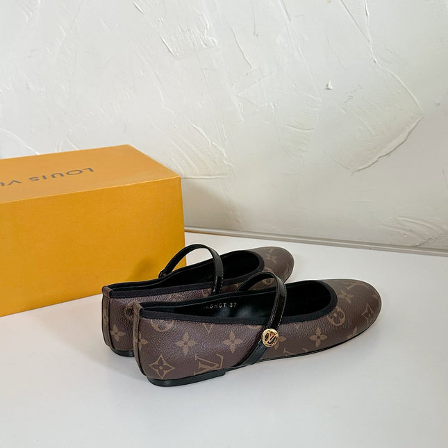 ROMY FLAT BALLERINA IN BROWN MONOGRAM CALFSKIN