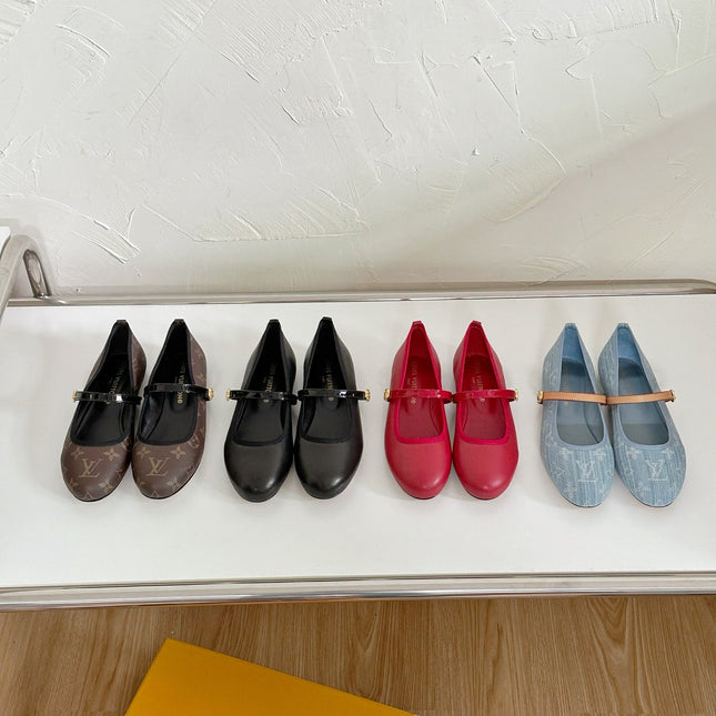 ROMY FLAT BALLERINA IN BROWN MONOGRAM CALFSKIN